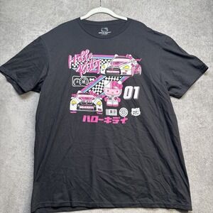 Hello Kitty Tokyo Speed Racing Car Graphic T-Shirt Men's XL Black Japan Anime 01